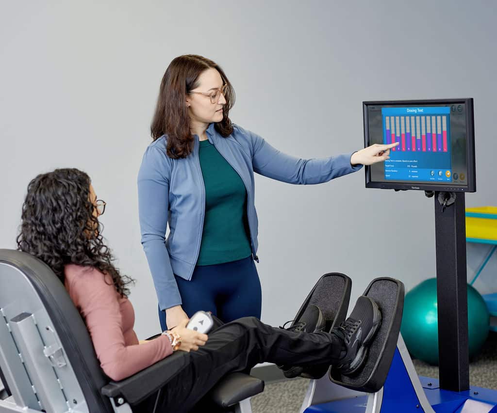 Eccentron physical therapy equipment. Precise dosing, objective evaluations, and data driven treatment