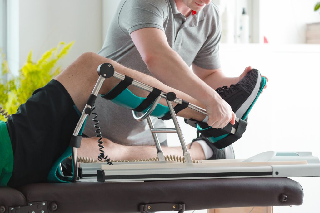 Example of passive exercise with a continuous passive motion (CPM) machine