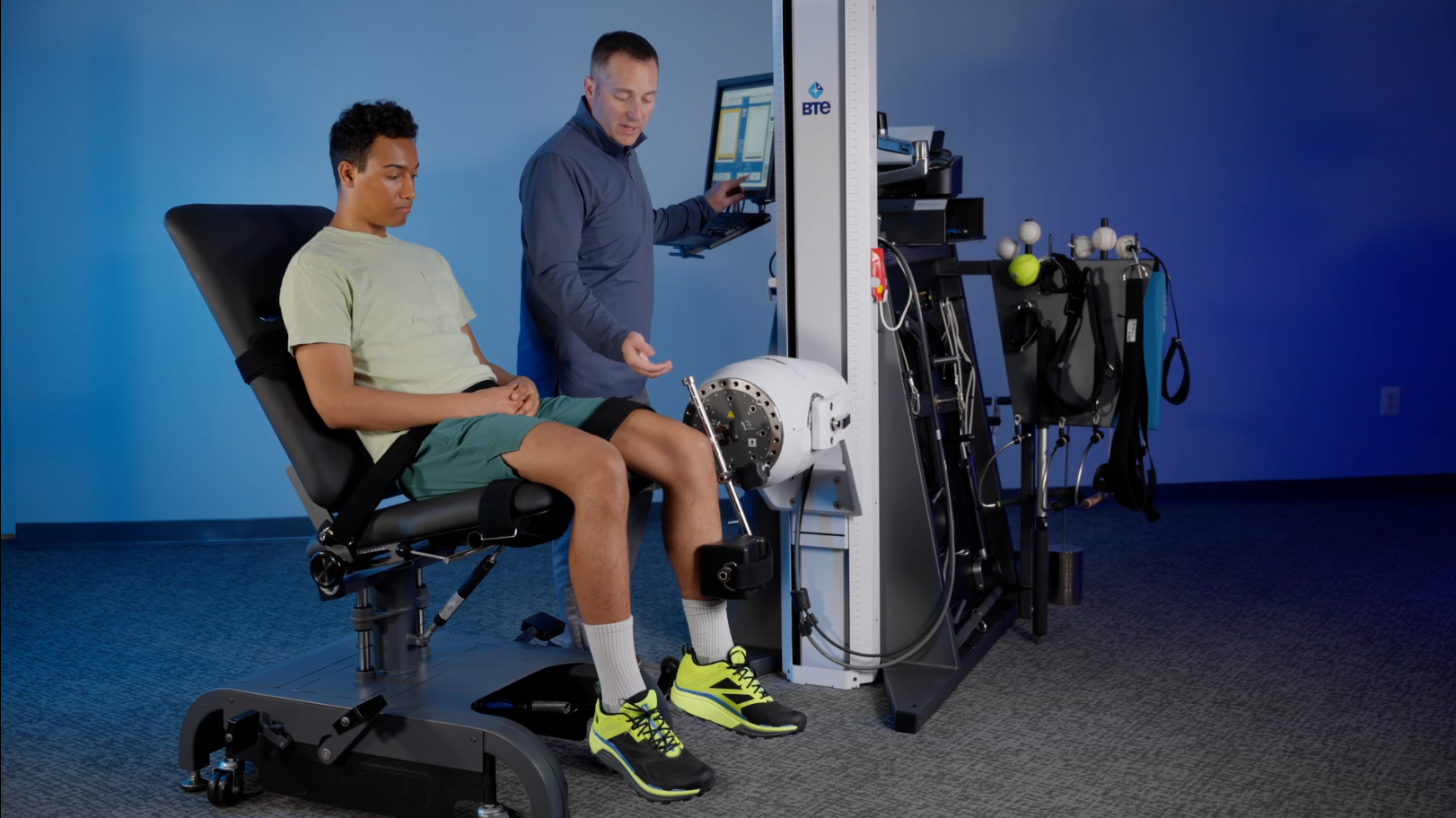 Recovery shouldn’t rely on improvised workarounds. Specialized exercises like neck strengthening and isolated eccentric training are nearly impossible to deliver effectively without dedicated equipment. Our equipment unlocks advanced exercises, with evidence-based protocols prioritizing safety.