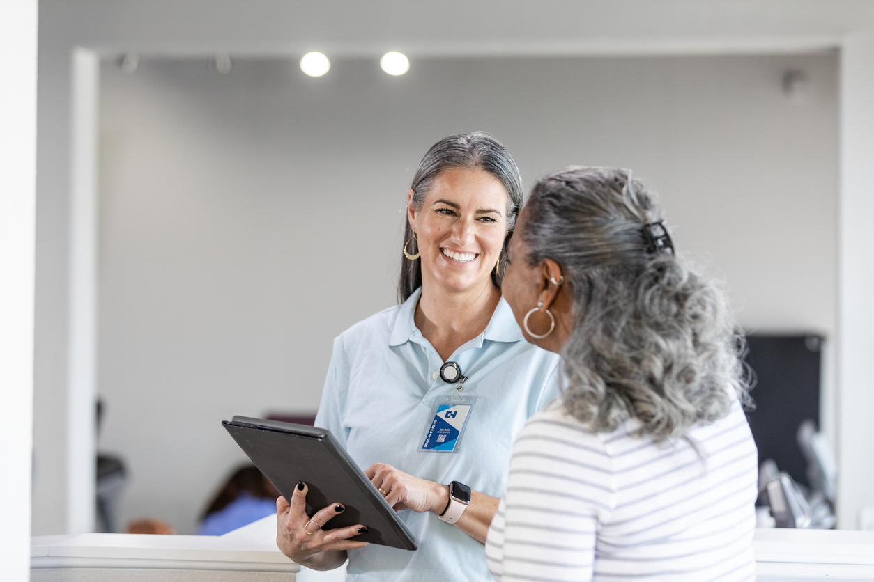 physician showing patient data