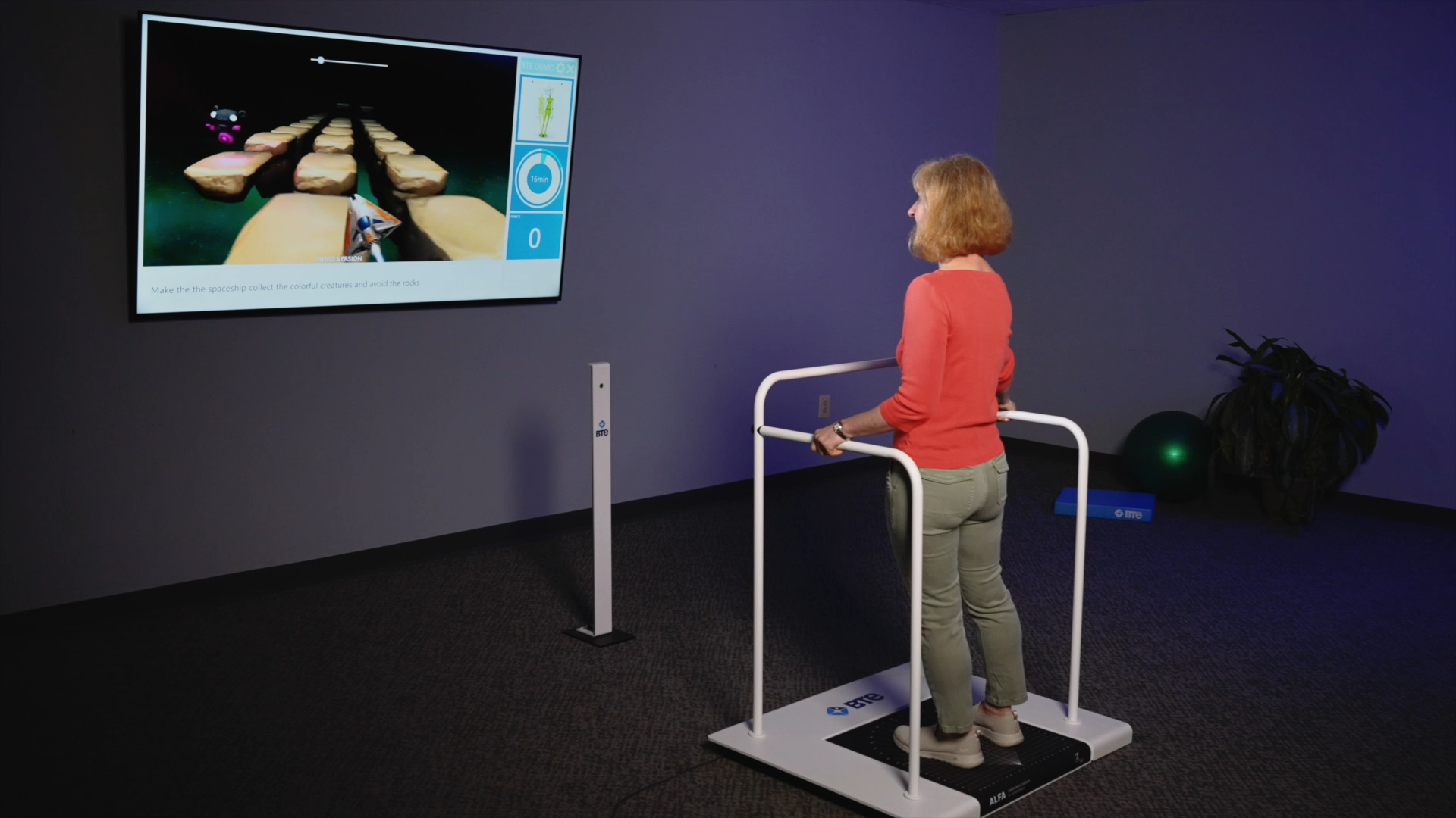 Patient using Alfa balance physical therapy equipment