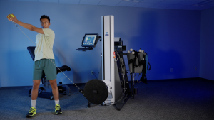 Patient performs PNF pattern exercise on PrimusRS with objective data