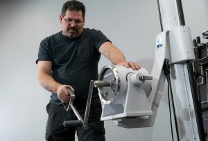 Patient performs a functional task simulation exercise on Simulator II